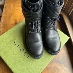 Gucci Marmont Double G-plaque combat boots